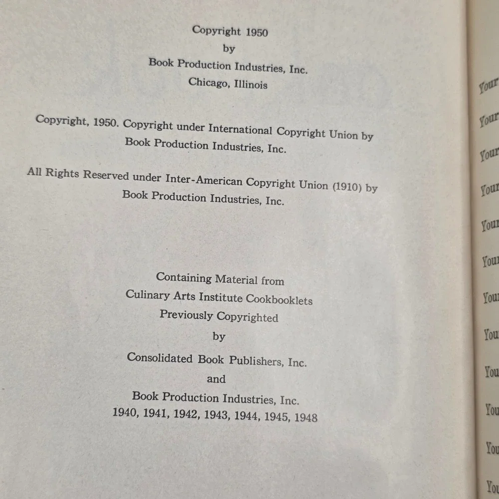 Culinary Arts Institute Encyclopedic Cookbook 1950 Illustrated Hardcover Vintage